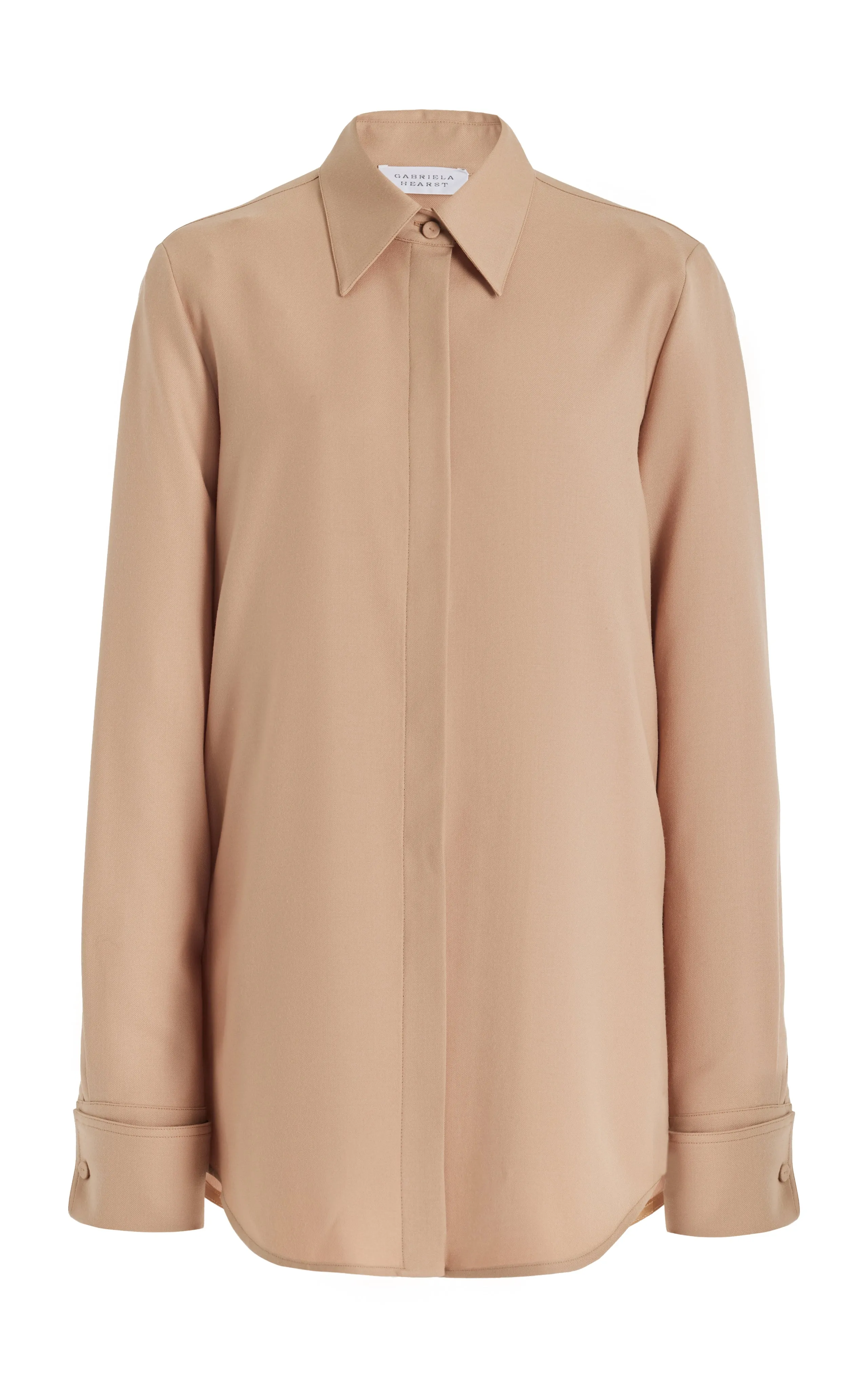 Etlin Shirt in Camel Virgin Wool Twill sold by Gabriela Hearst