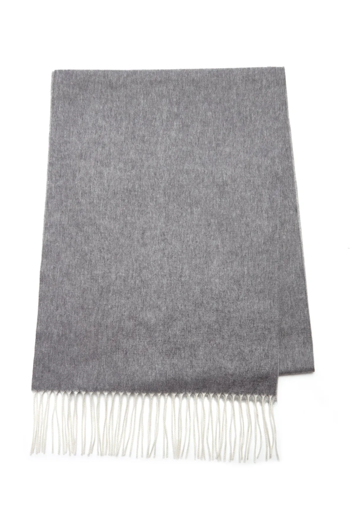 Blaine Fringe Scarf in Light Grey Melange Silk Cashmere sold by Gabriela Hearst