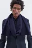 Blaine Fringe Scarf in Dark Navy Silk Cashmere sold by Gabriela Hearst