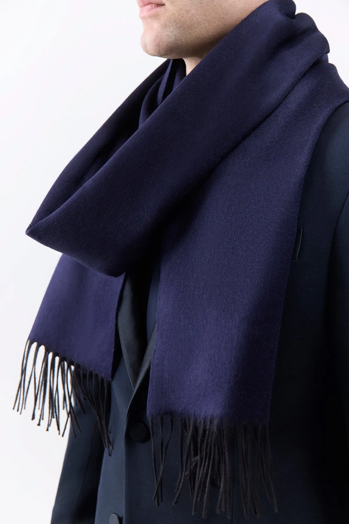 Blaine Fringe Scarf in Dark Navy Silk Cashmere sold by Gabriela Hearst product image thumbnail 5