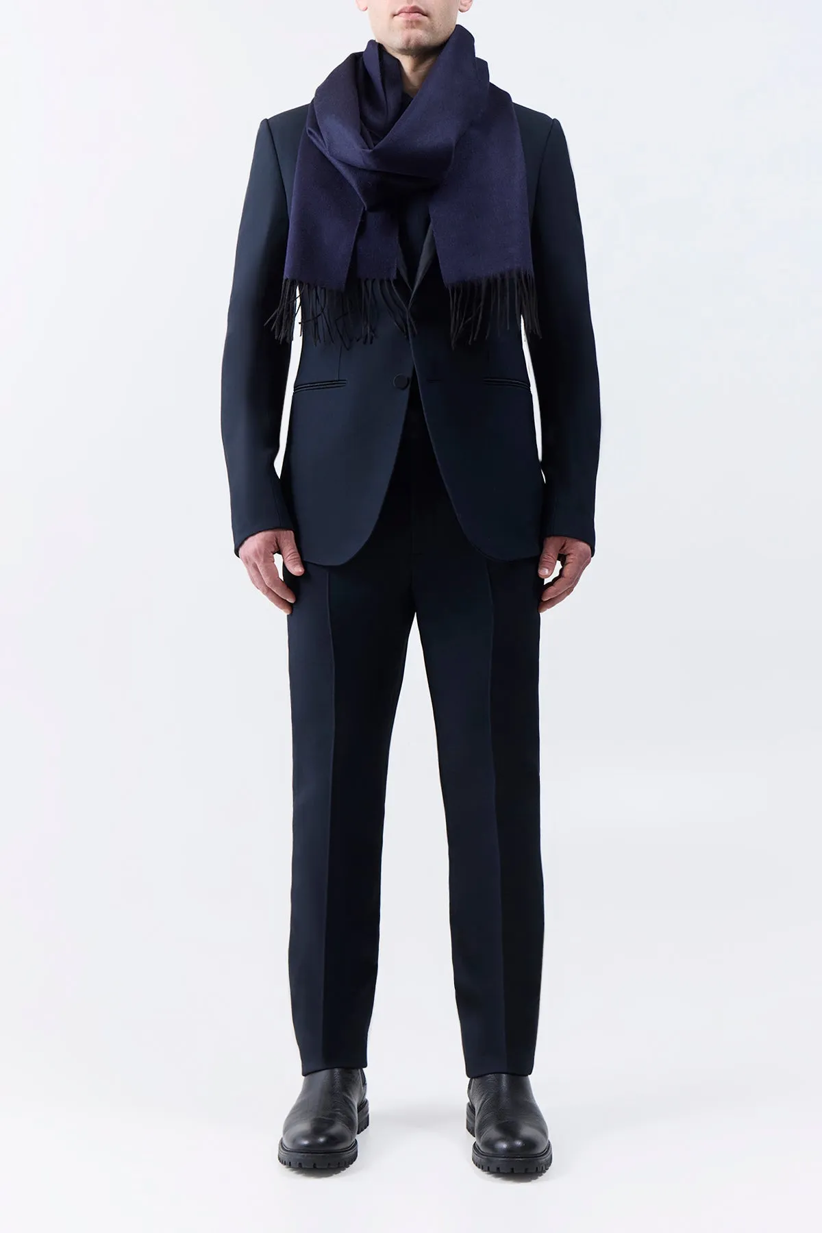 Blaine Fringe Scarf in Dark Navy Silk Cashmere sold by Gabriela Hearst product image thumbnail 4