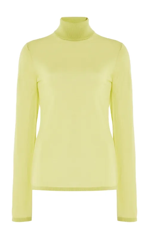 Costa Knit Turtleneck in Lime Adamite Cashmere Silk sold by Gabriela Hearst