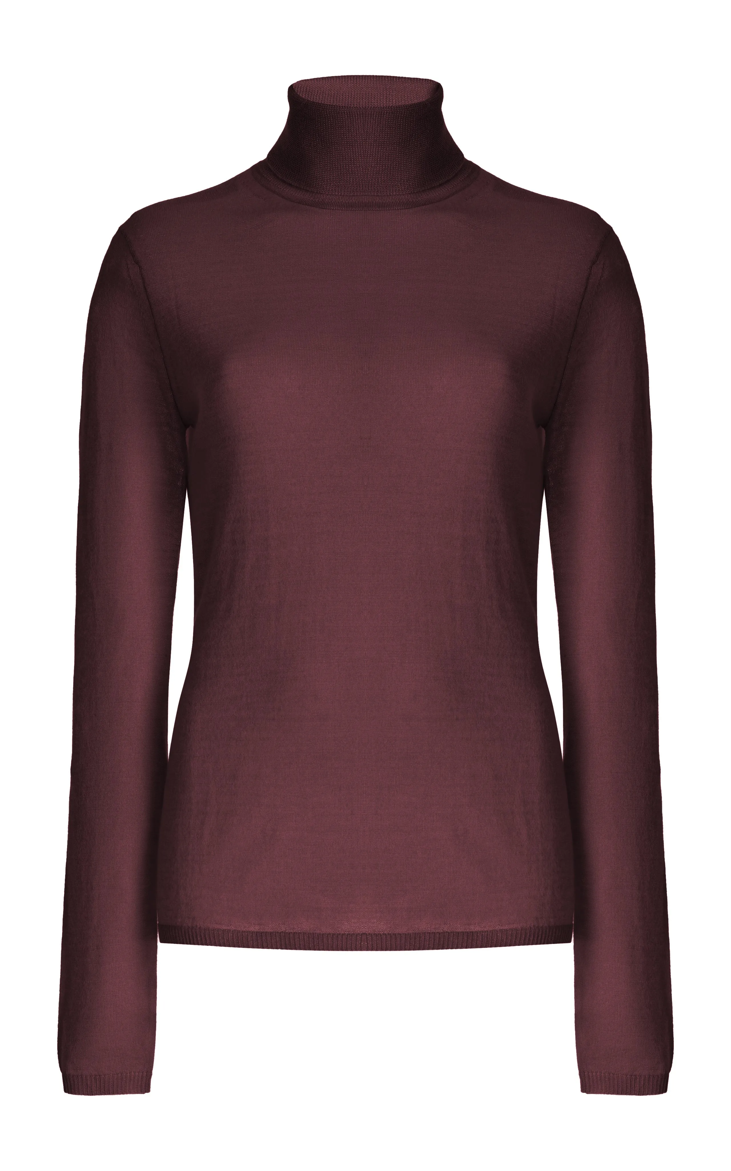 Costa Knit Turtleneck in Deep Bordeaux Cashmere Silk sold by Gabriela Hearst