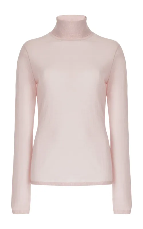 Costa Knit Turtleneck in Blush Cashmere Silk sold by Gabriela Hearst