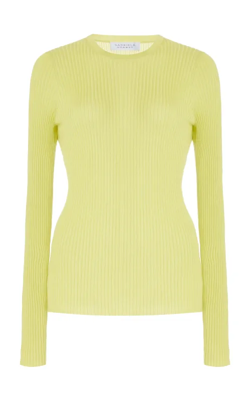Browning Knit Sweater in Lime Adamite Cashmere Silk sold by Gabriela Hearst