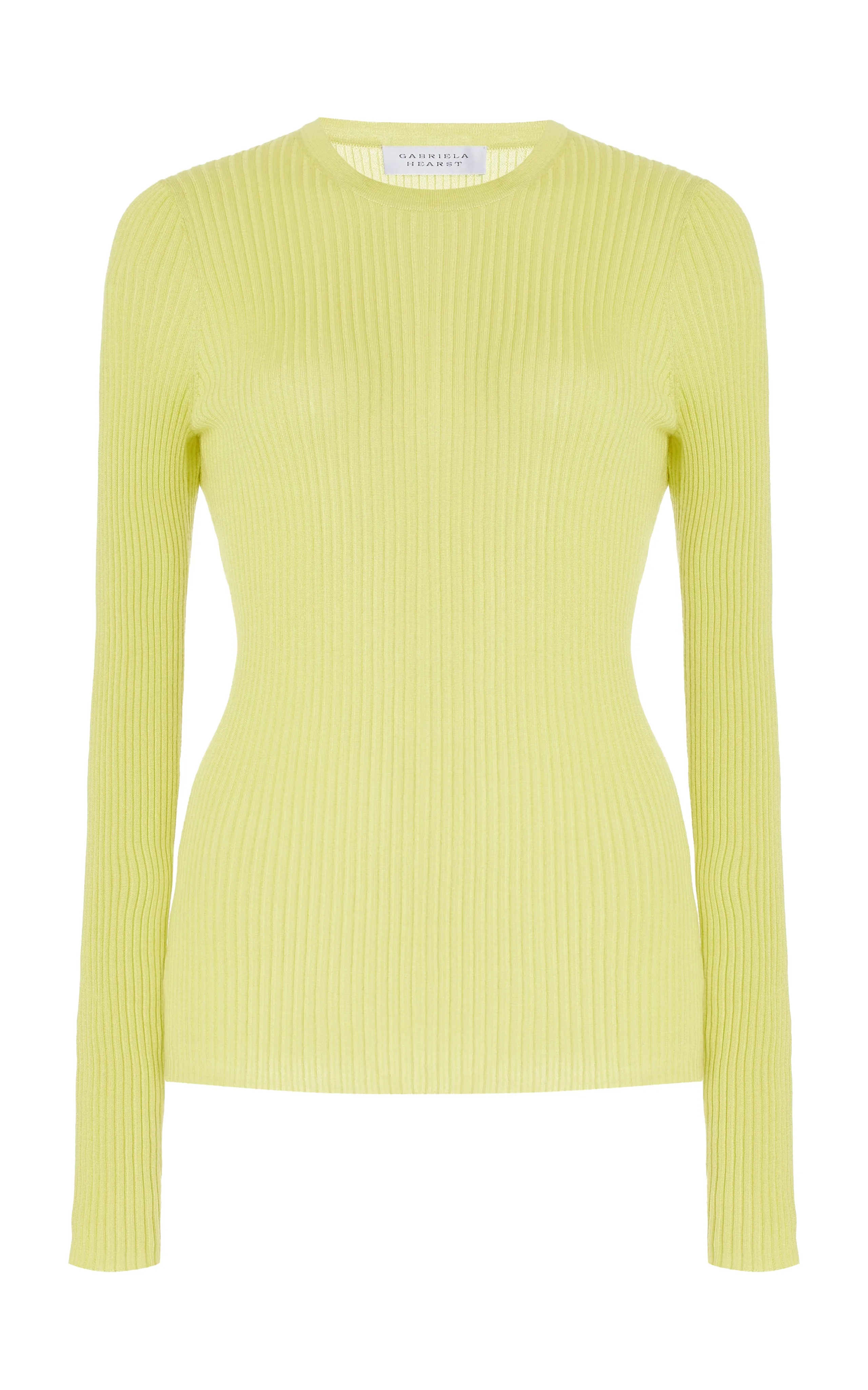 Browning Knit Sweater in Lime Adamite Cashmere Silk sold by Gabriela Hearst