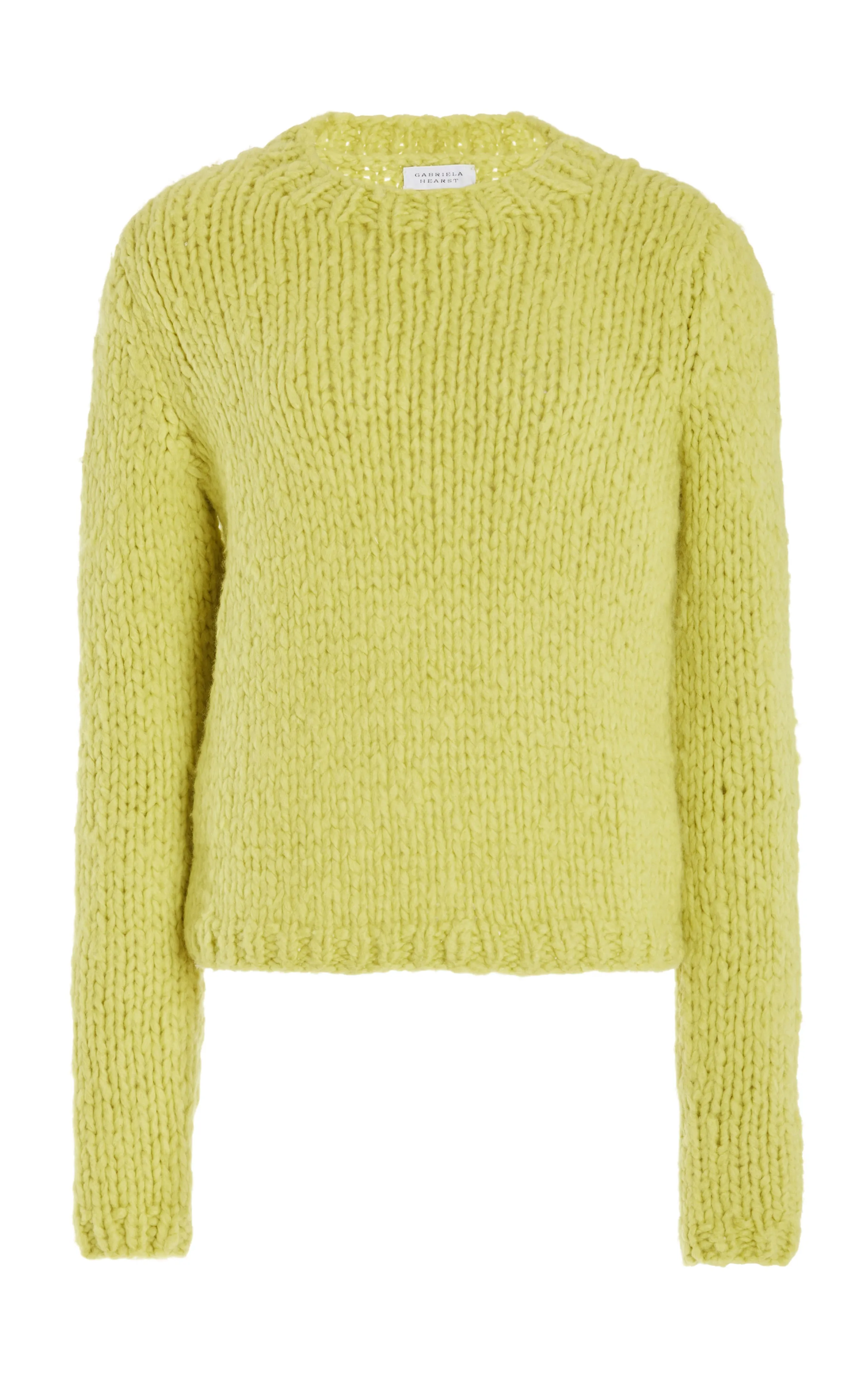 Dalton Knit Sweater in Lime Adamite Welfat Cashmere sold by Gabriela Hearst