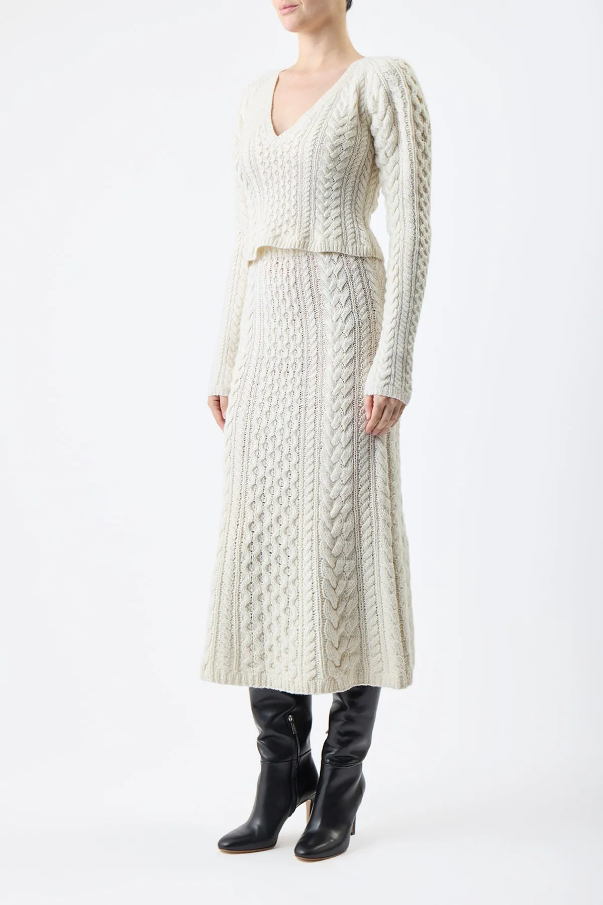 Callum Knit Midi Skirt in Ivory Cashmere sold by Gabriela Hearst product image thumbnail 4