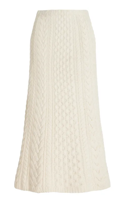 Callum Knit Midi Skirt in Ivory Cashmere sold by Gabriela Hearst