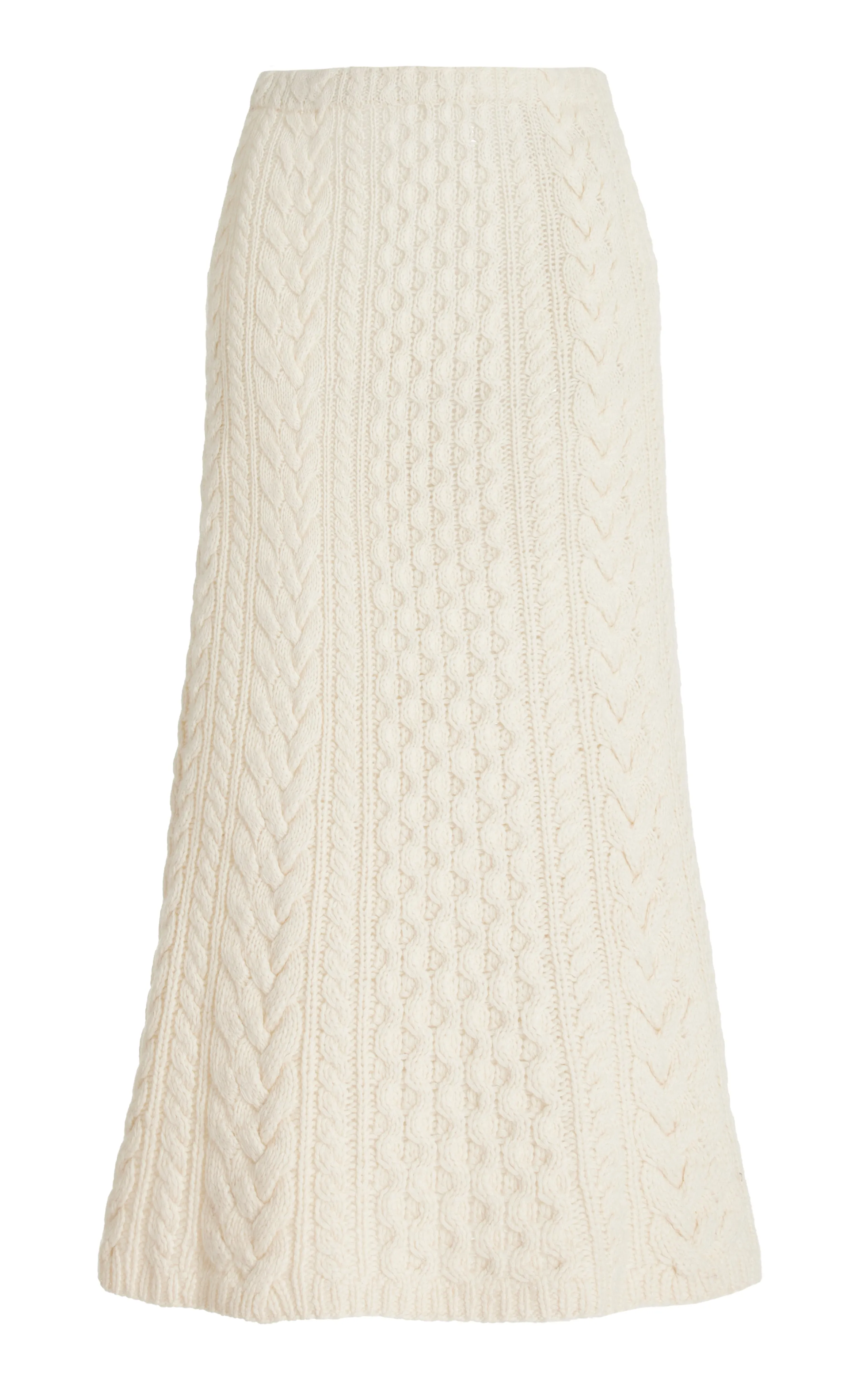Callum Knit Midi Skirt in Ivory Cashmere sold by Gabriela Hearst