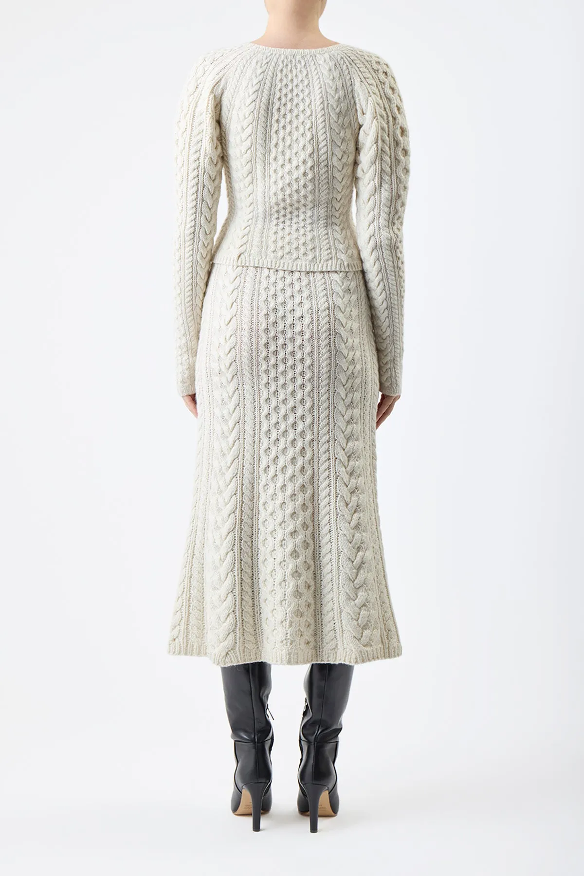 Callum Knit Midi Skirt in Ivory Cashmere sold by Gabriela Hearst product image thumbnail 5