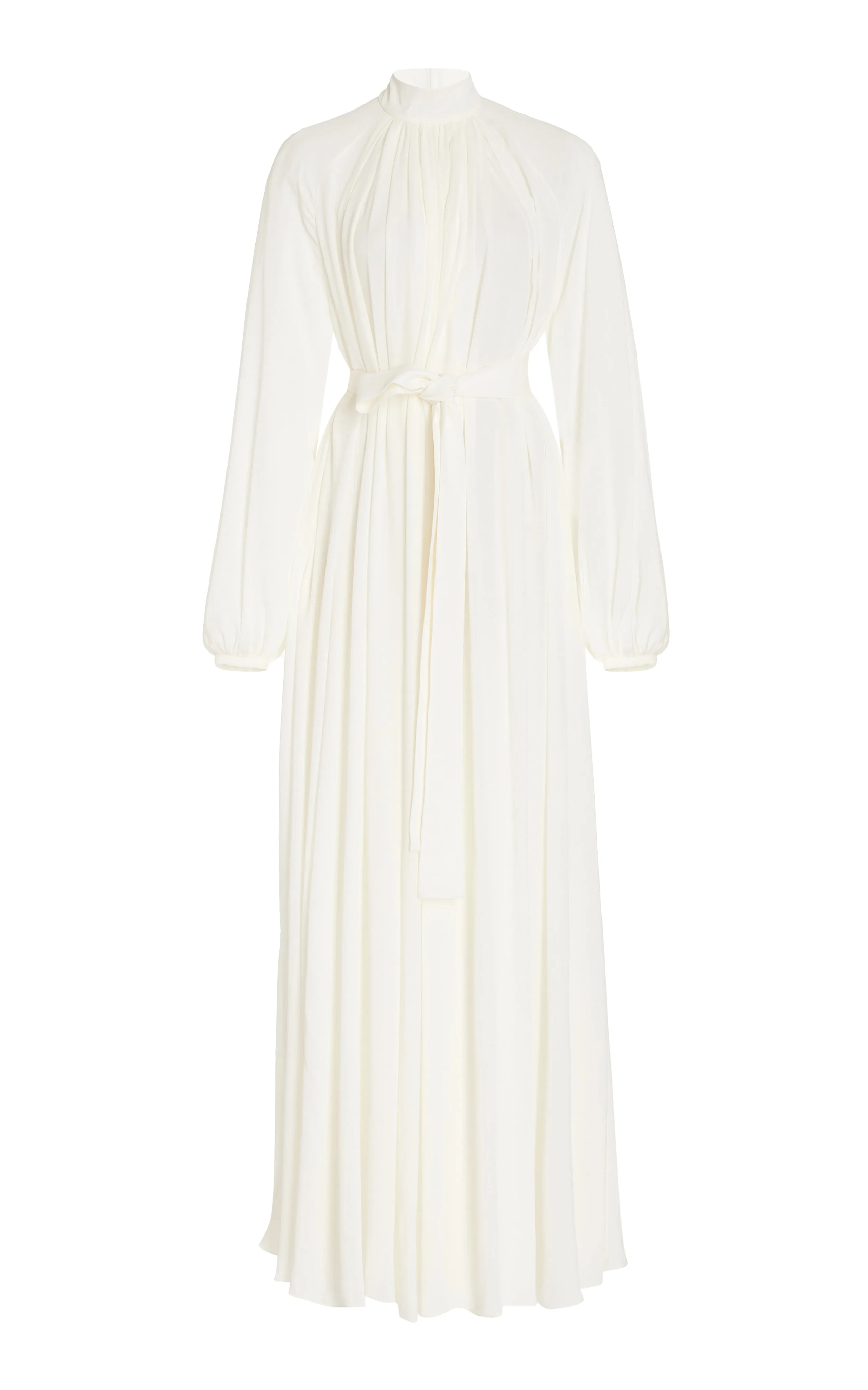 Cedric Pleated Maxi Dress in Ivory Silk Georgette Twill sold by Gabriela Hearst