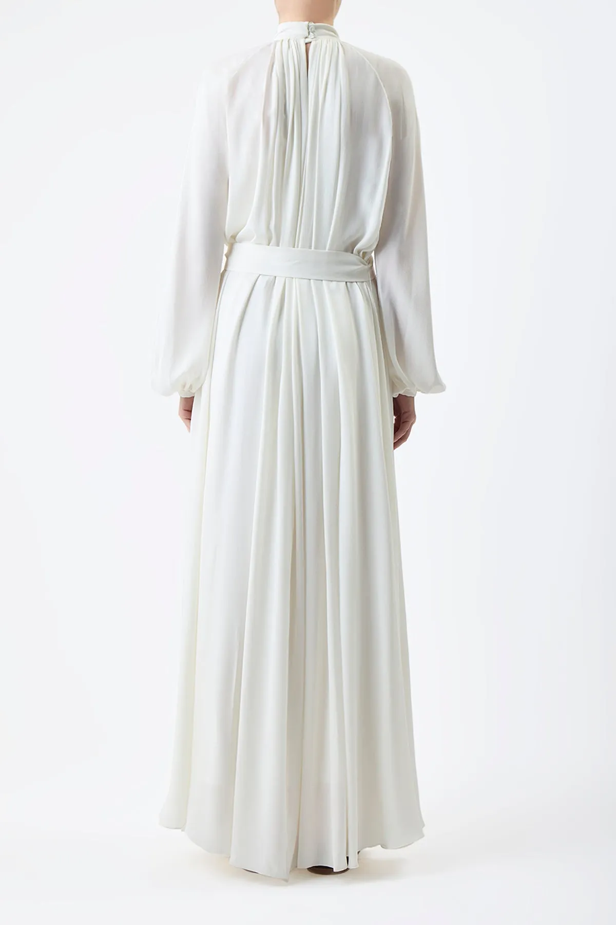 Cedric Pleated Maxi Dress in Ivory Silk Georgette Twill sold by Gabriela Hearst product image thumbnail 4