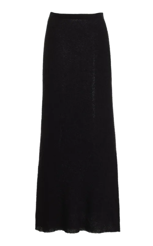 Belo Maxi Skirt in Black Silk Cashgora Boucle Gauze sold by Gabriela Hearst