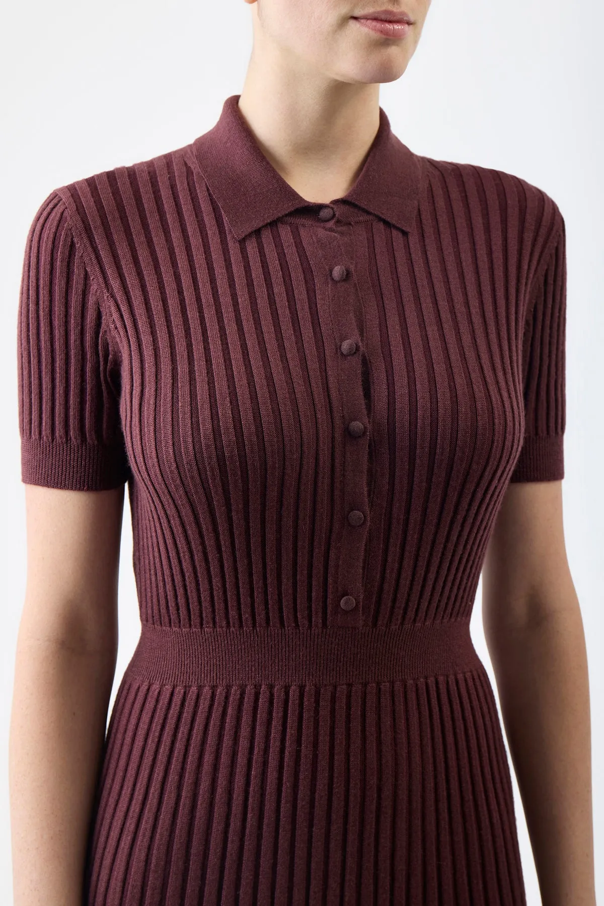 Amor Knit Midi Dress in Deep Bordeaux Cashmere Silk sold by Gabriela Hearst product image thumbnail 5