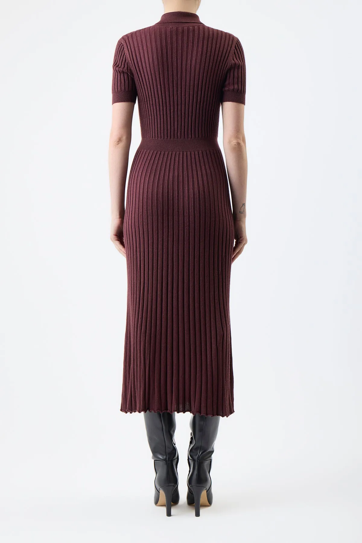 Amor Knit Midi Dress in Deep Bordeaux Cashmere Silk sold by Gabriela Hearst product image thumbnail 4