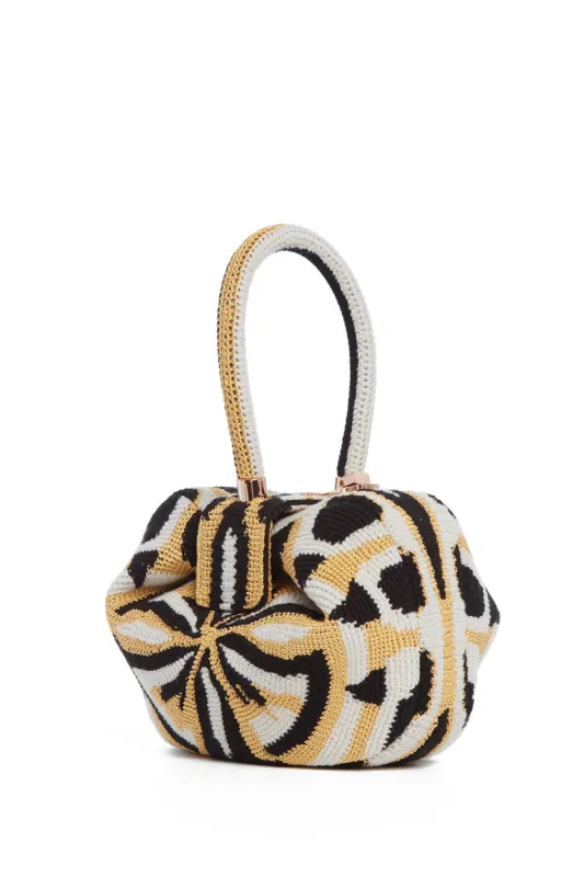 Nina Bag in Gold, Black & Ivory Crochet sold by Gabriela Hearst