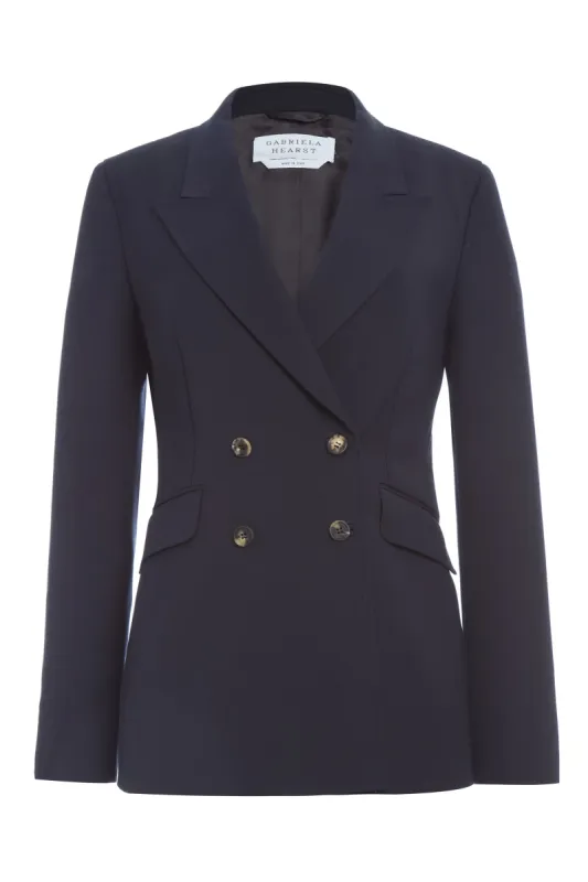 Angela Blazer in Dark Navy Sportswear Wool sold by Gabriela Hearst