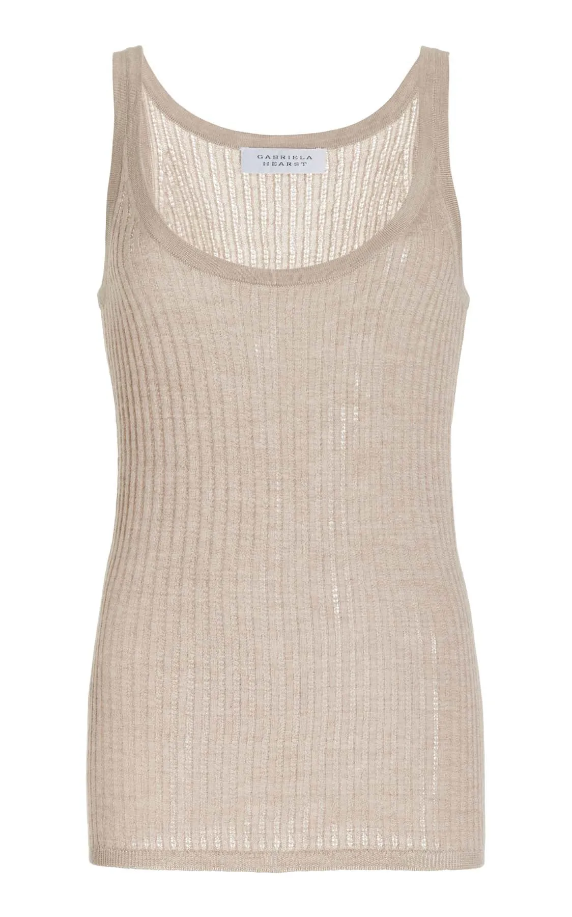 Nevin Pointelle Knit Tank Top in Oatmeal Cashmere Silk sold by Gabriela Hearst