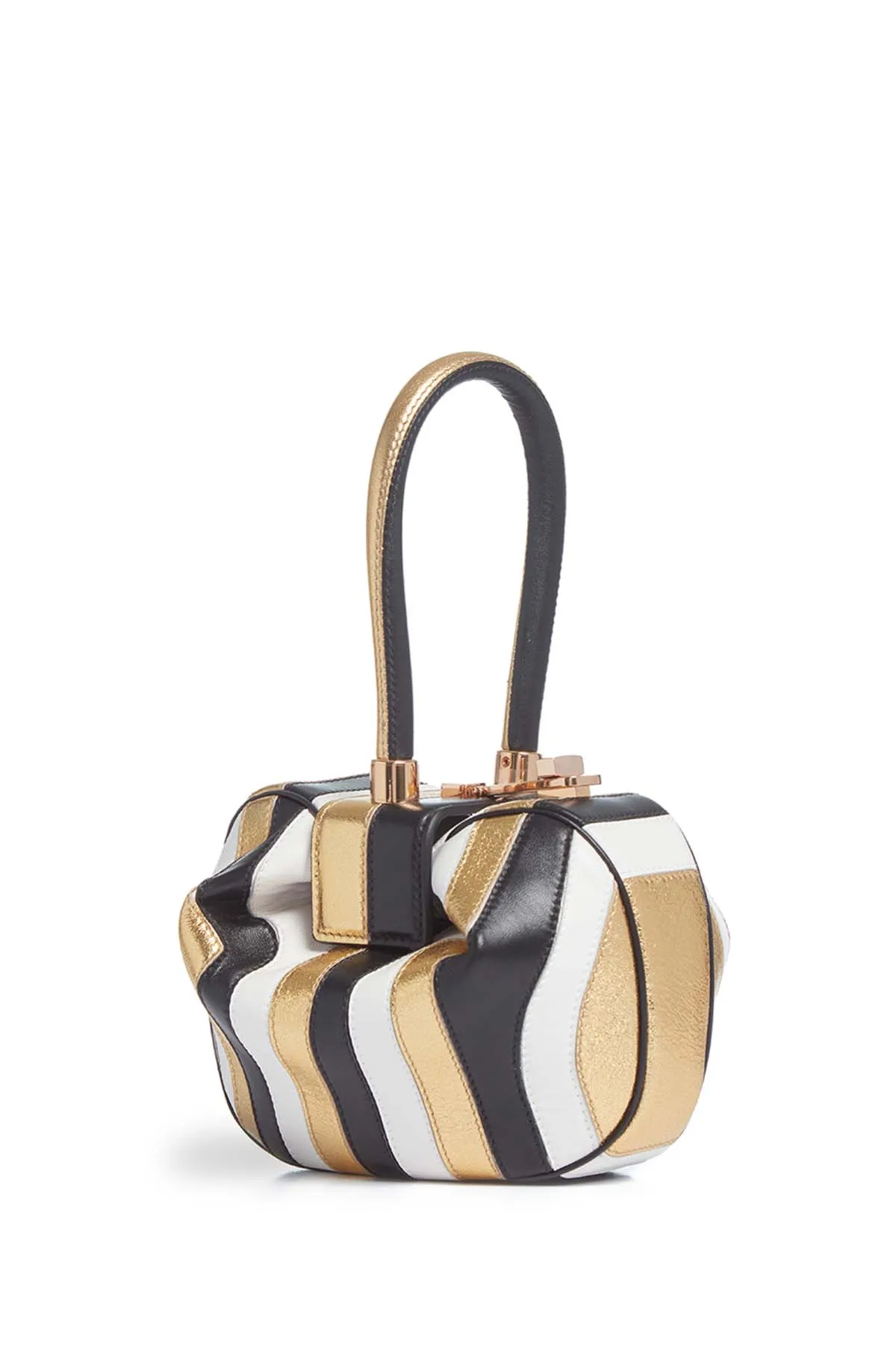 Nina Bag in Gold, Black & Ivory Stripes Nappa Leather sold by Gabriela Hearst
