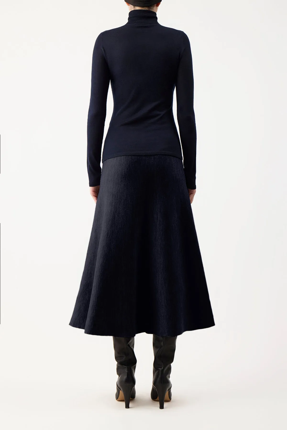 Costa Knit Turtleneck in Dark Navy Cashmere Silk sold by Gabriela Hearst product image thumbnail 4