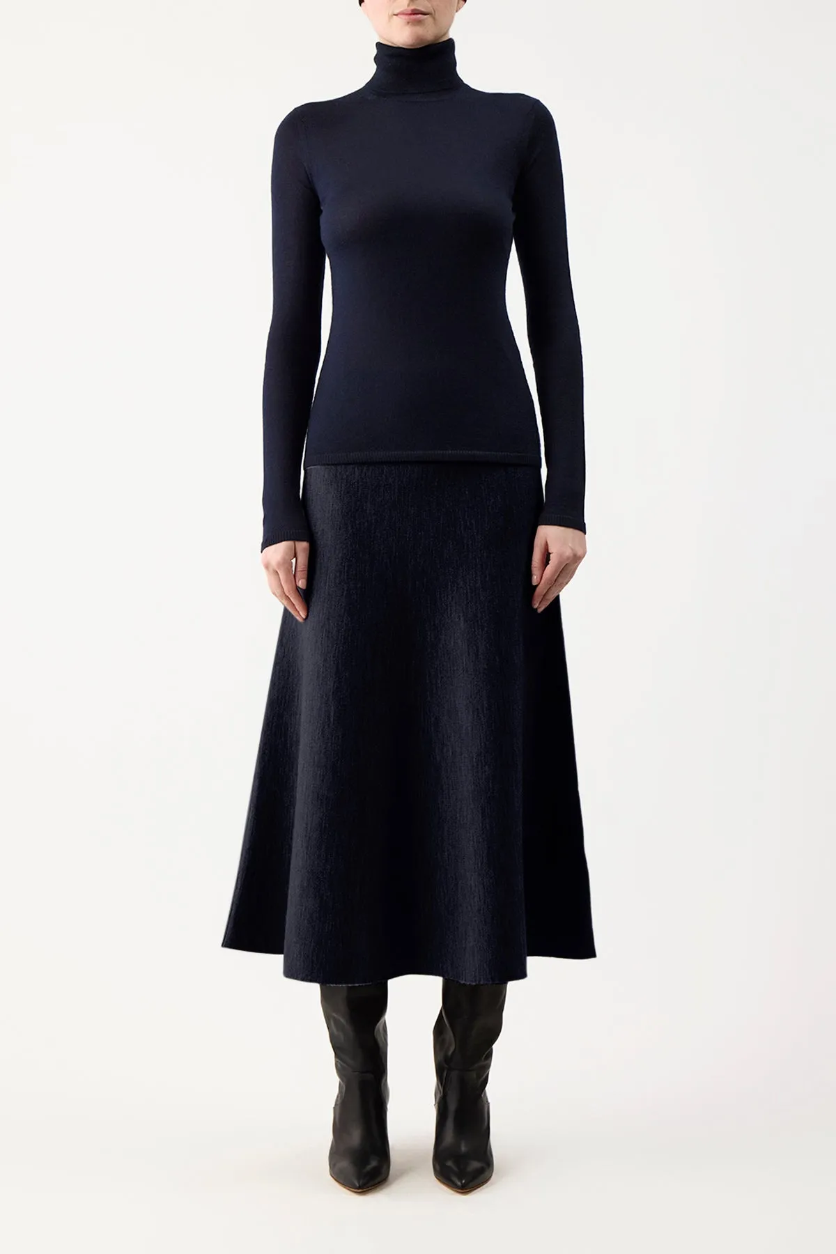Costa Knit Turtleneck in Dark Navy Cashmere Silk sold by Gabriela Hearst product image thumbnail 2