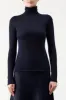 Costa Knit Turtleneck in Dark Navy Cashmere Silk sold by Gabriela Hearst