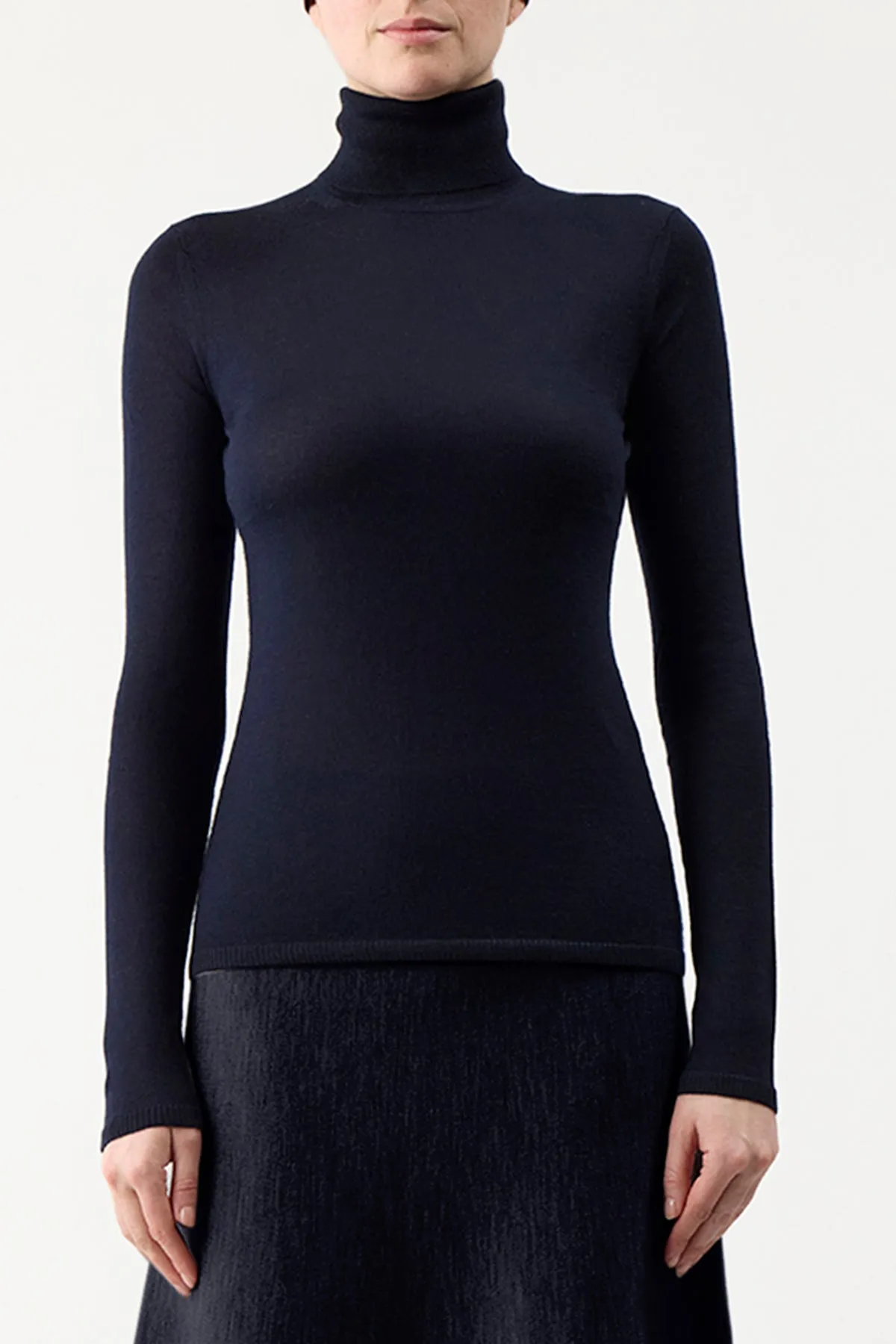 Costa Knit Turtleneck in Dark Navy Cashmere Silk sold by Gabriela Hearst product image thumbnail 5