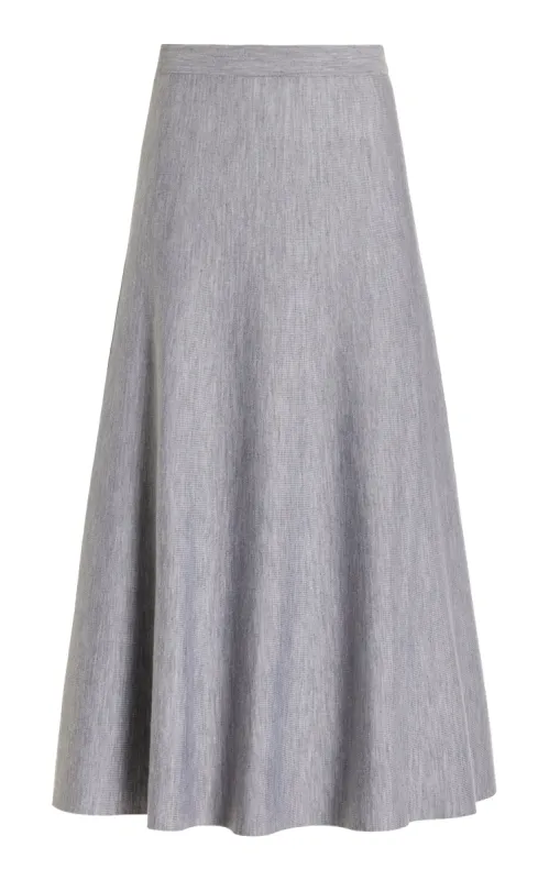 Freddie Knit Midi Skirt in Heather Grey Merino Wool Cashmere sold by Gabriela Hearst