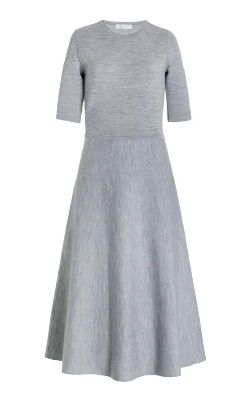 Seymore Knit Midi Dress in Heather Grey Merino Wool Cashmere sold by Gabriela Hearst