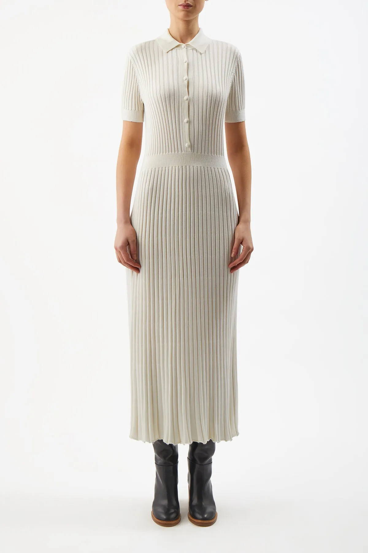 Amor Knit Midi Dress in Ivory Cashmere Silk sold by Gabriela Hearst product image thumbnail 2