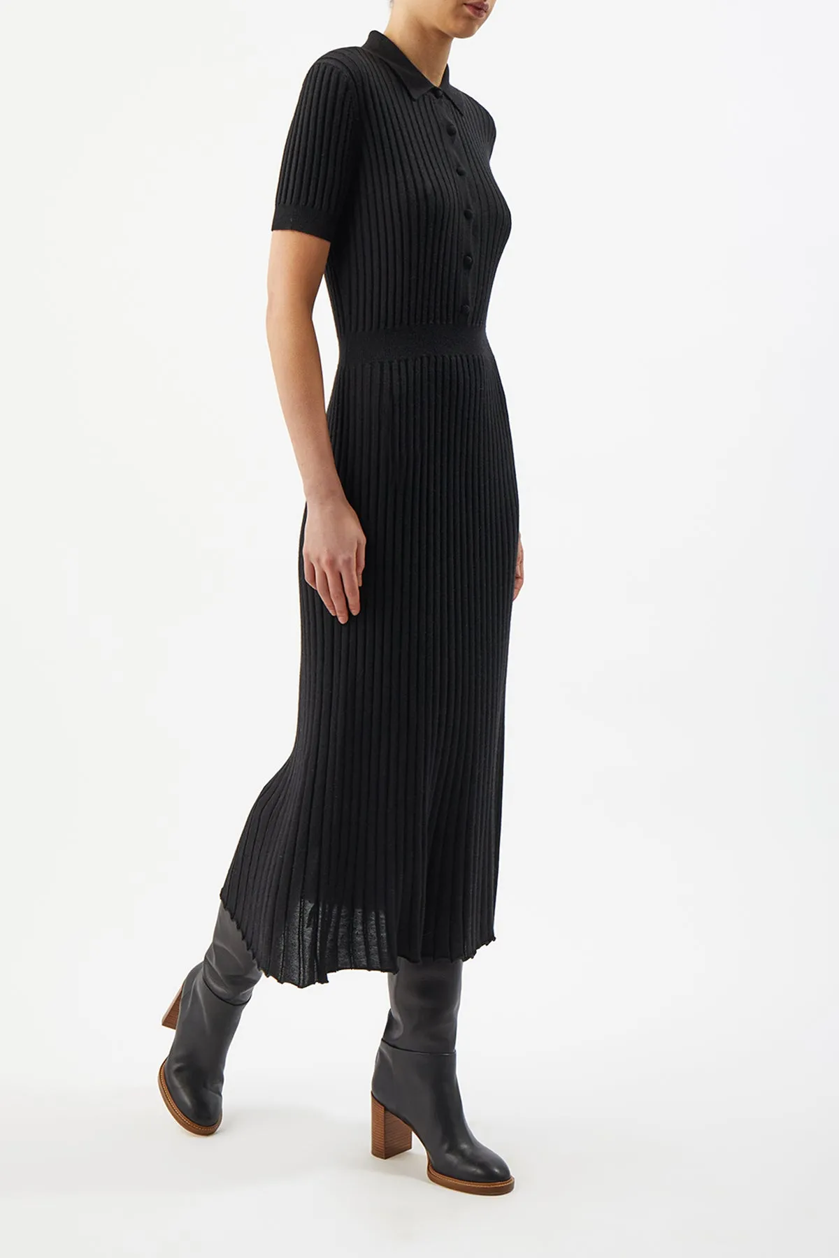 Amor Knit Midi Dress in Black Cashmere Silk sold by Gabriela Hearst product image thumbnail 3