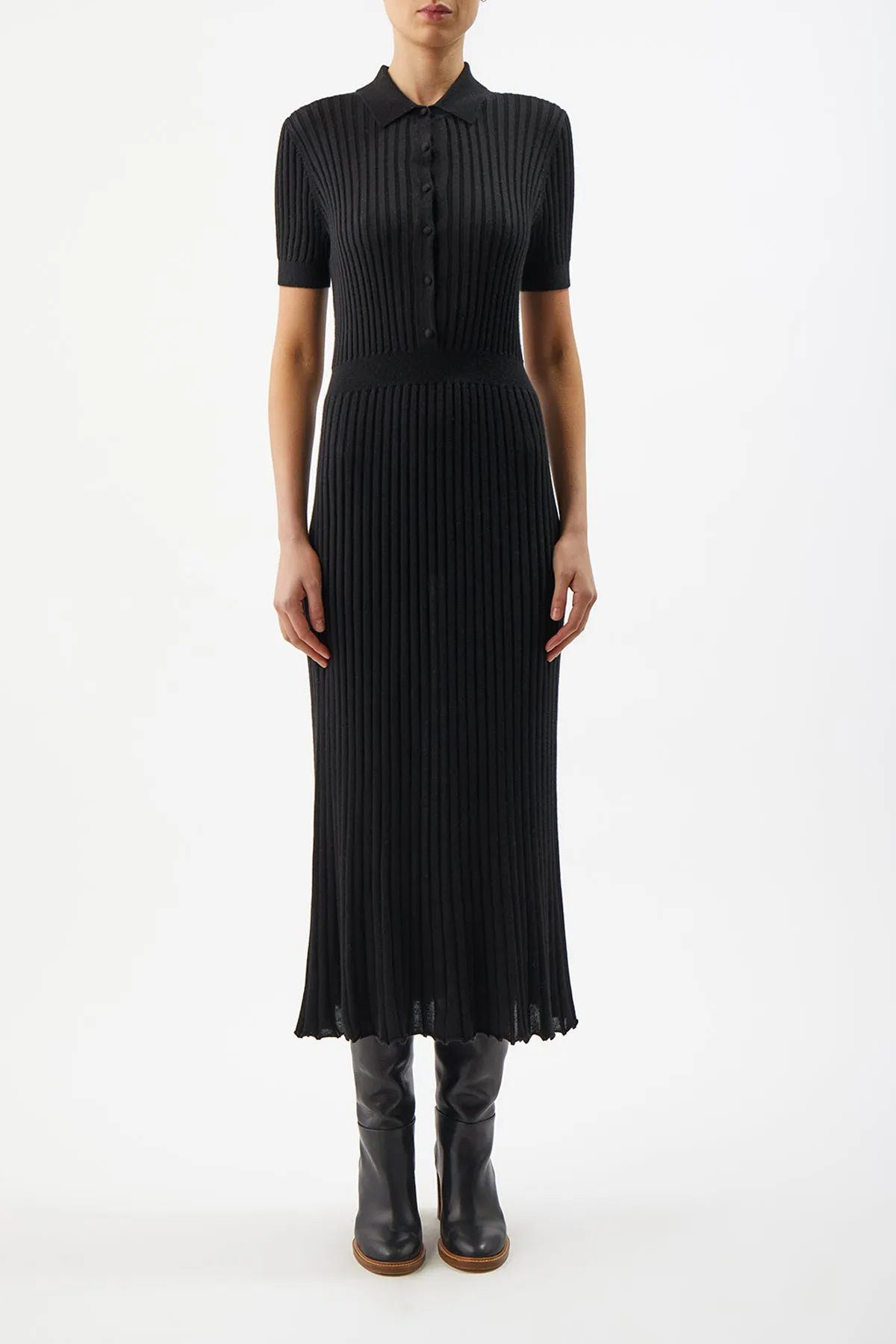 Amor Knit Midi Dress in Black Cashmere Silk sold by Gabriela Hearst product image thumbnail 2