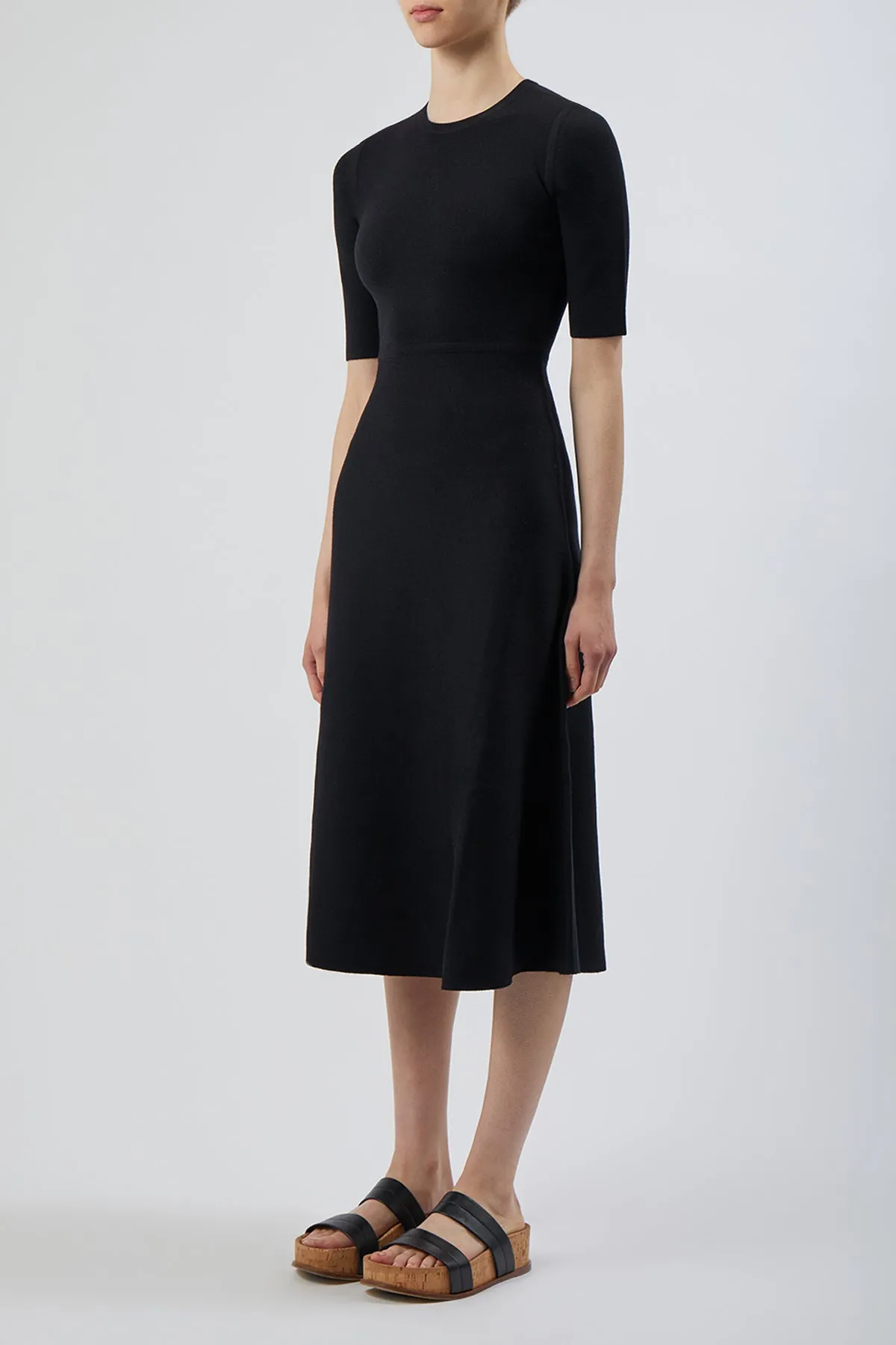 Seymore Knit Midi Dress in Black Merino Wool Cashmere sold by Gabriela Hearst product image thumbnail 3