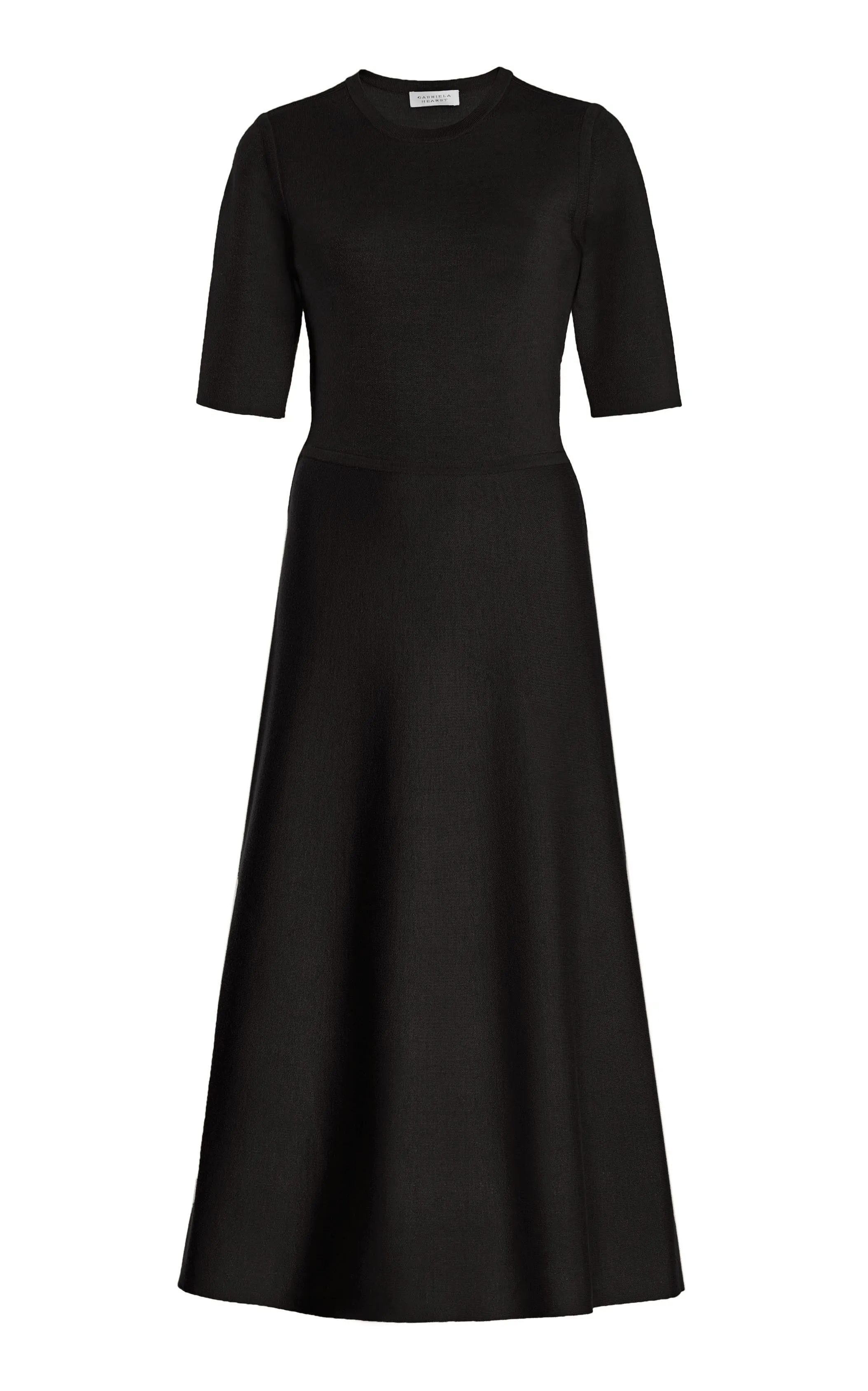 Seymore Knit Midi Dress in Black Merino Wool Cashmere sold by Gabriela Hearst