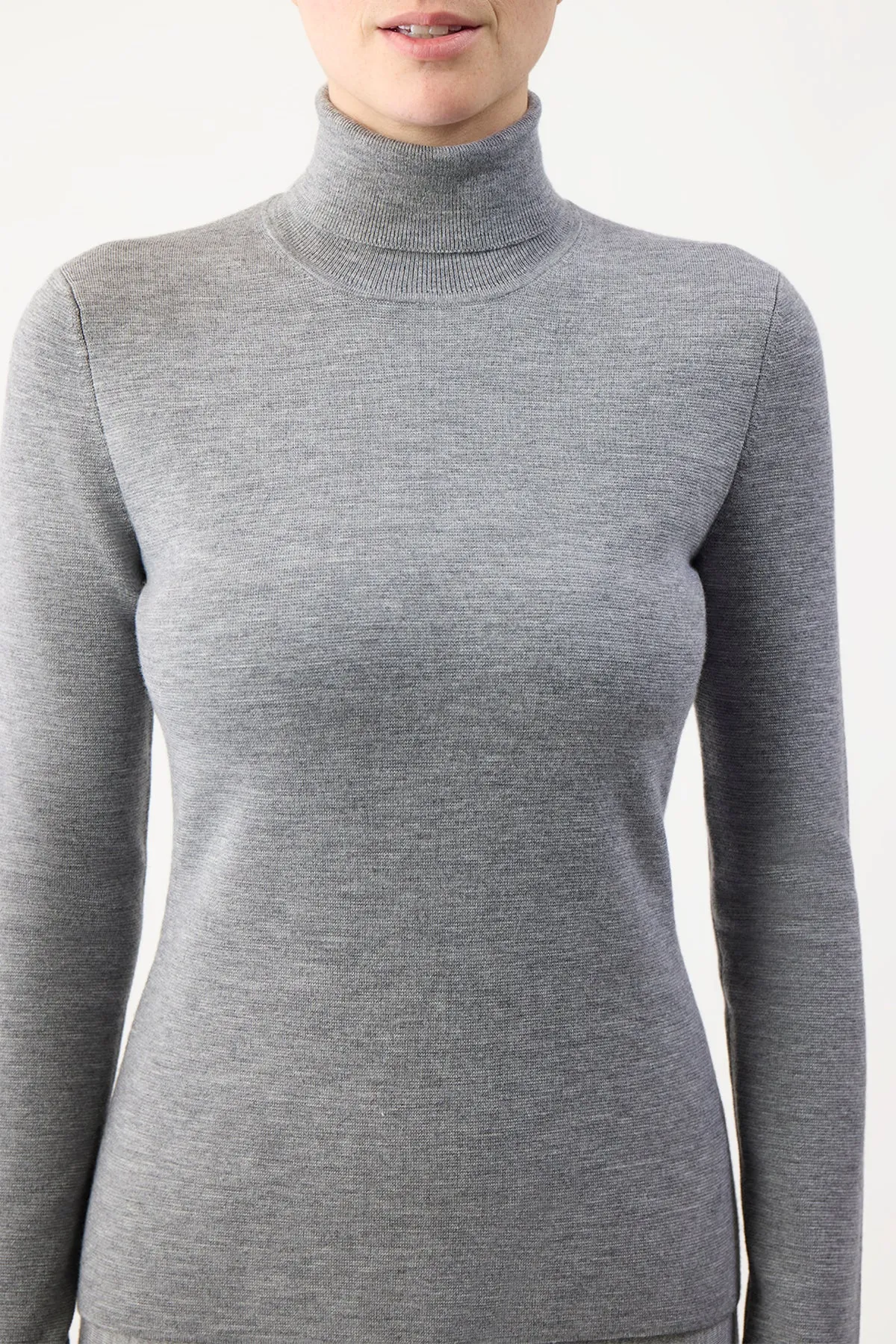 May Knit Turtleneck in Heather Grey Merino Wool Cashmere sold by Gabriela Hearst product image thumbnail 5