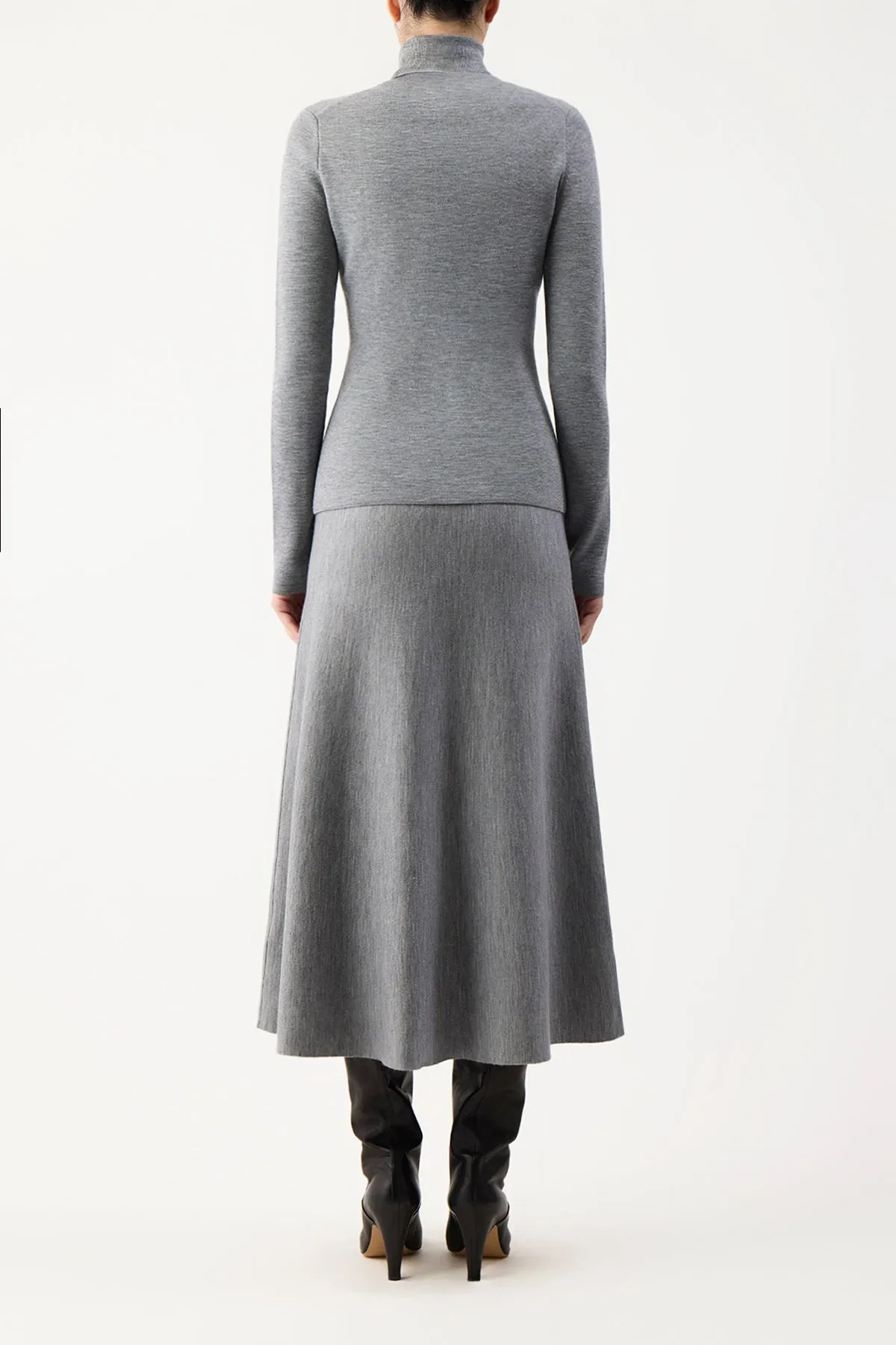 May Knit Turtleneck in Heather Grey Merino Wool Cashmere sold by Gabriela Hearst product image thumbnail 4
