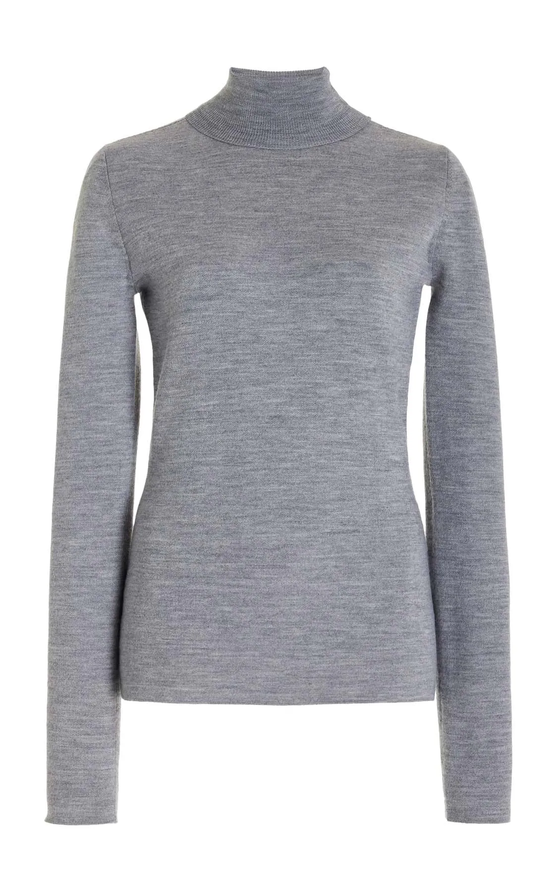 May Knit Turtleneck in Heather Grey Merino Wool Cashmere sold by Gabriela Hearst