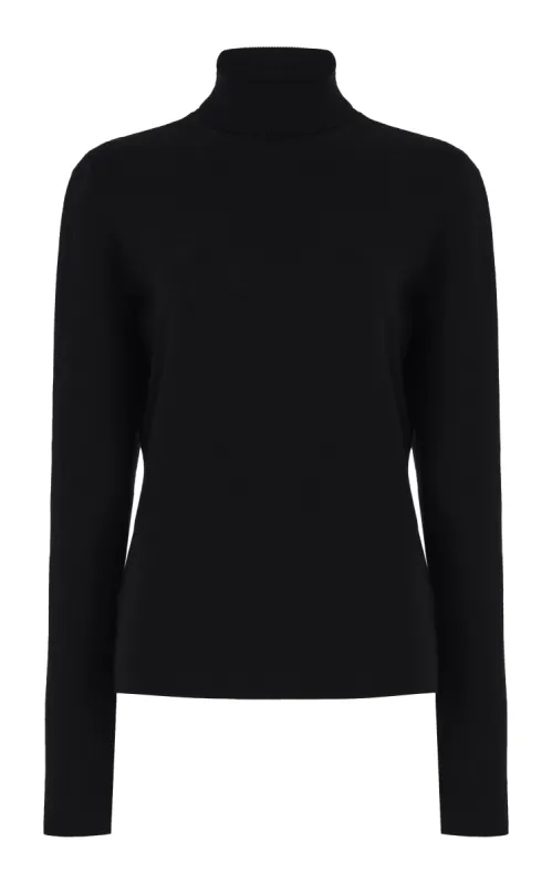 May Knit Turtleneck in Black Merino Wool Cashmere sold by Gabriela Hearst