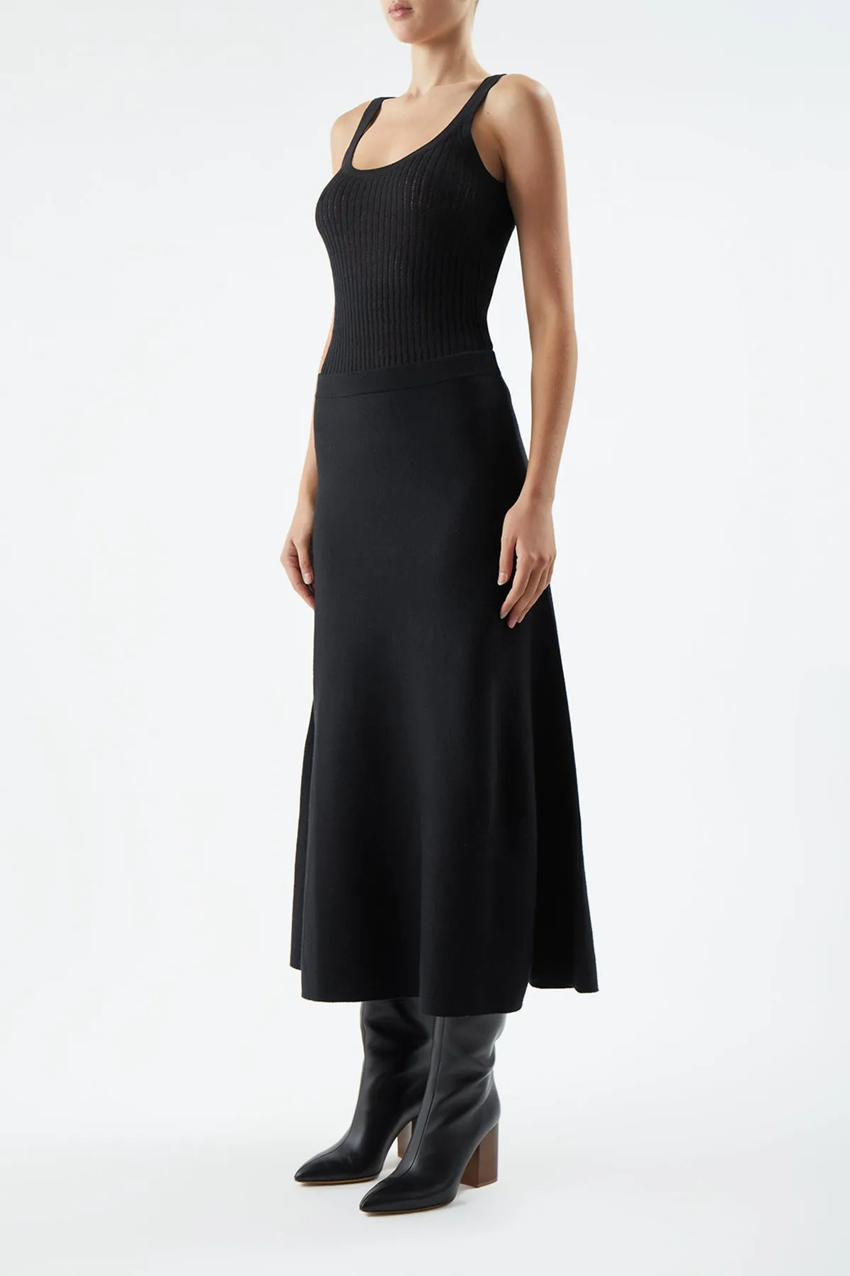 Nevin Pointelle Knit Tank Top in Black Cashmere Silk sold by Gabriela Hearst product image thumbnail 3