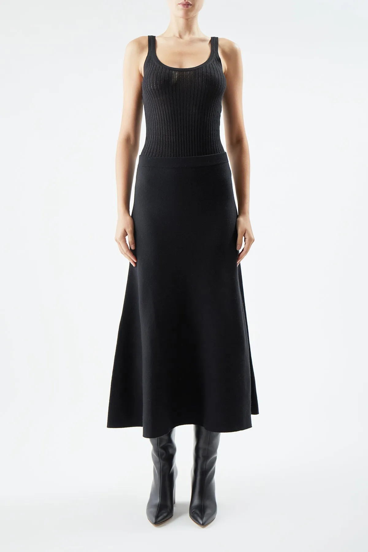 Nevin Pointelle Knit Tank Top in Black Cashmere Silk sold by Gabriela Hearst product image thumbnail 2
