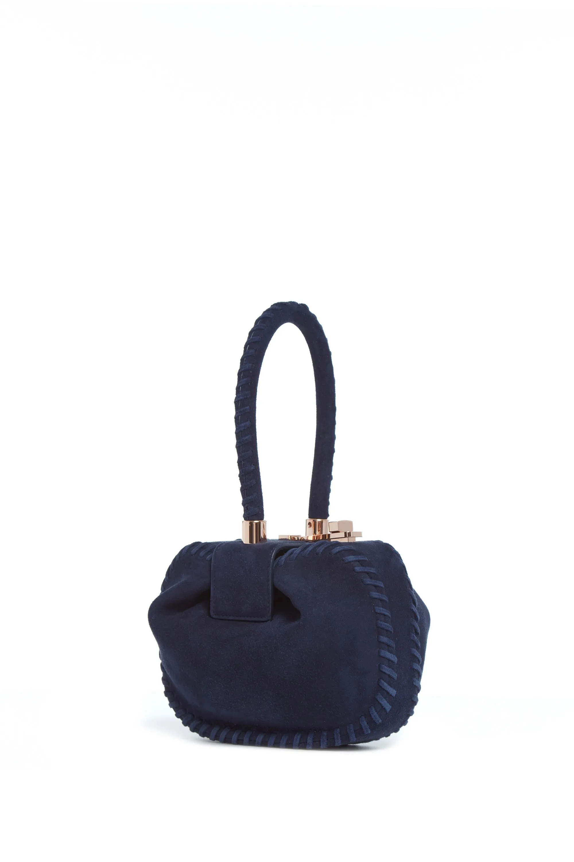 Whipstitch Demi Bag in Navy Suede sold by Gabriela Hearst