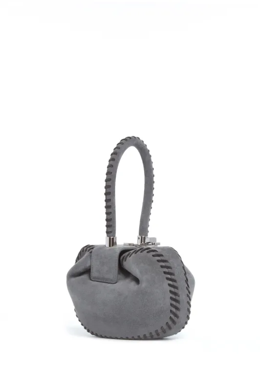 Whipstitch Demi Bag in Charcoal Suede sold by Gabriela Hearst