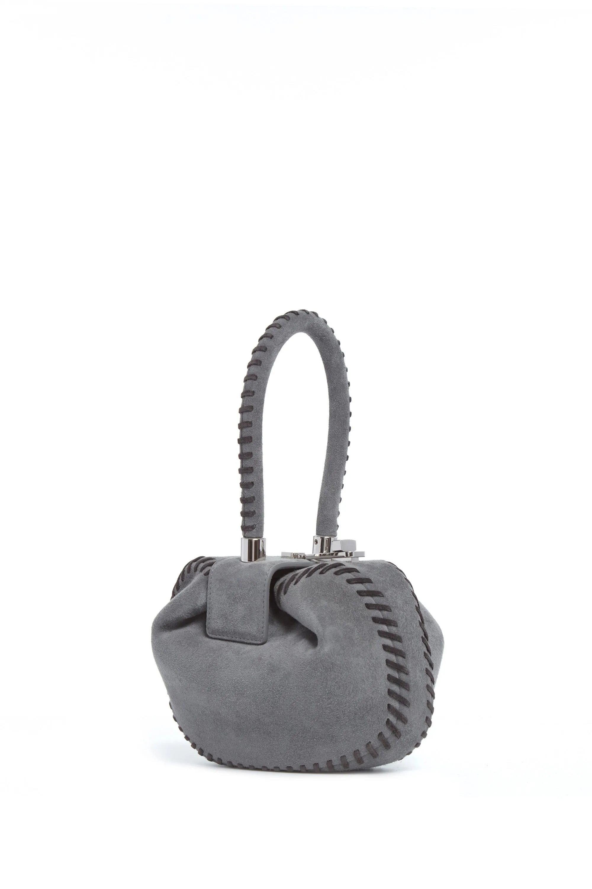 Whipstitch Demi Bag in Charcoal Suede sold by Gabriela Hearst