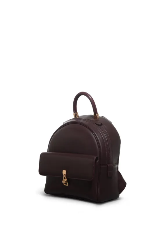 Mini Billie Backpack in Bordeaux Nappa Leather with Crocodile Leather Handle sold by Gabriela Hearst