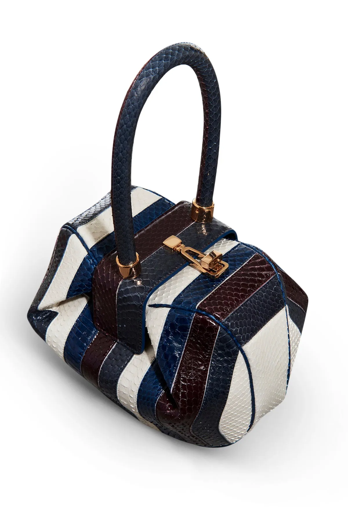 Nina Bag in Bordeaux, Navy & Ivory Stripes Snakeskin sold by Gabriela Hearst product image thumbnail 3