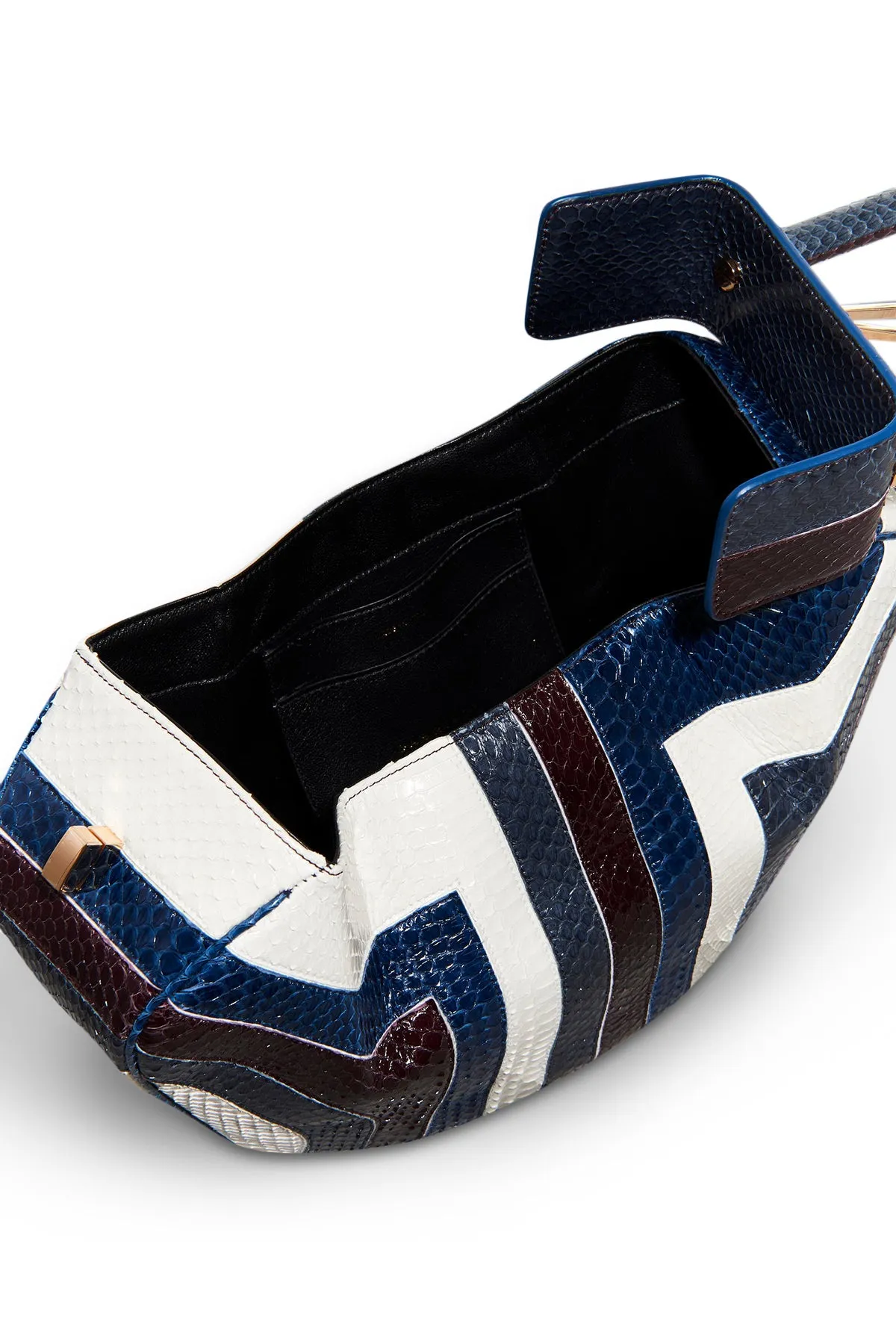 Nina Bag in Bordeaux, Navy & Ivory Stripes Snakeskin sold by Gabriela Hearst product image thumbnail 4
