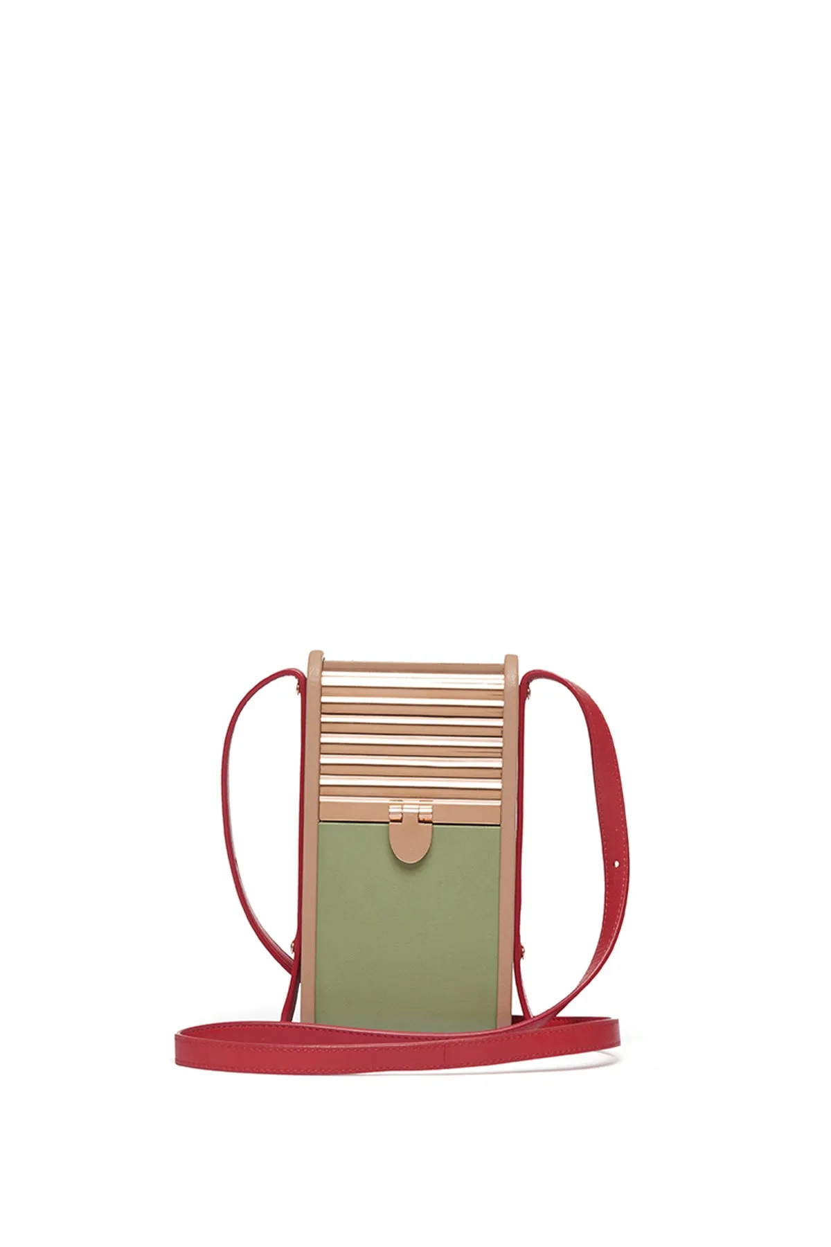 Mabel Crossbody Phone Case in Green, Nude & Red Nappa Leather sold by Gabriela Hearst product image thumbnail 2