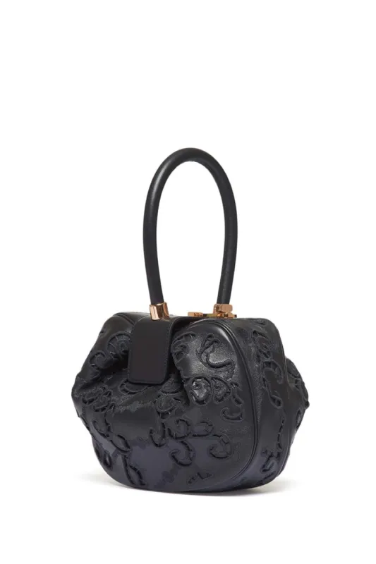Nina Bag in Black Nappa Leather with Lace sold by Gabriela Hearst