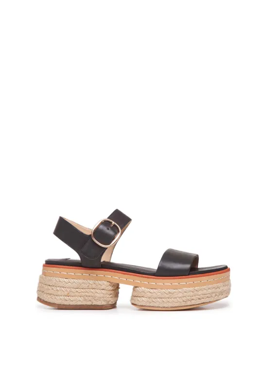 Ryka Platform Sandal in Black Leather sold by Gabriela Hearst